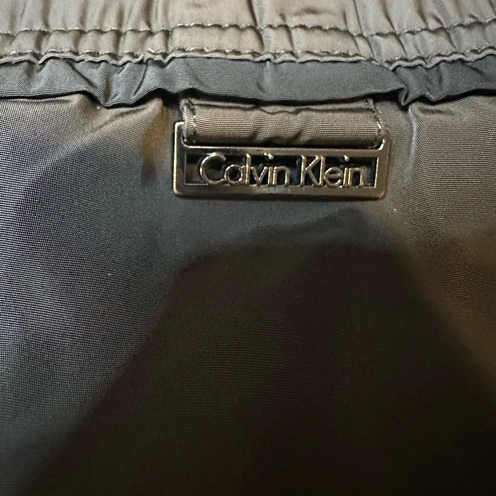 CALVIN KLEIN Men's Swim Trunks Large Mesh Lined Drawstring‎ Waist Brown Black